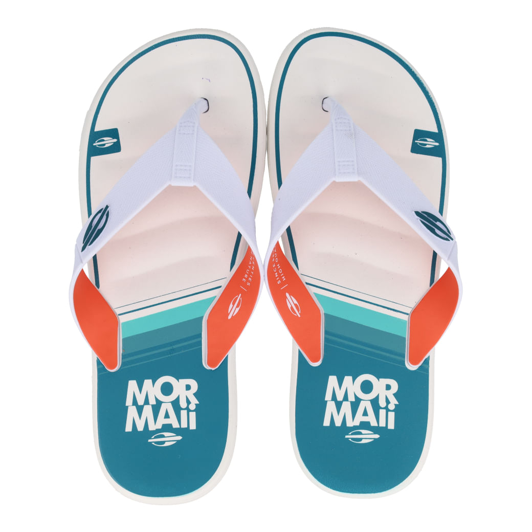 Grendene Chinelo MORMAII TAI 12258-BH427 Branco-Laranja-Azul Plastico_7_999999992625033_05